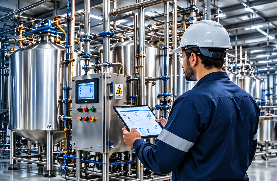 Dairon engineer reviewing a processing plant
