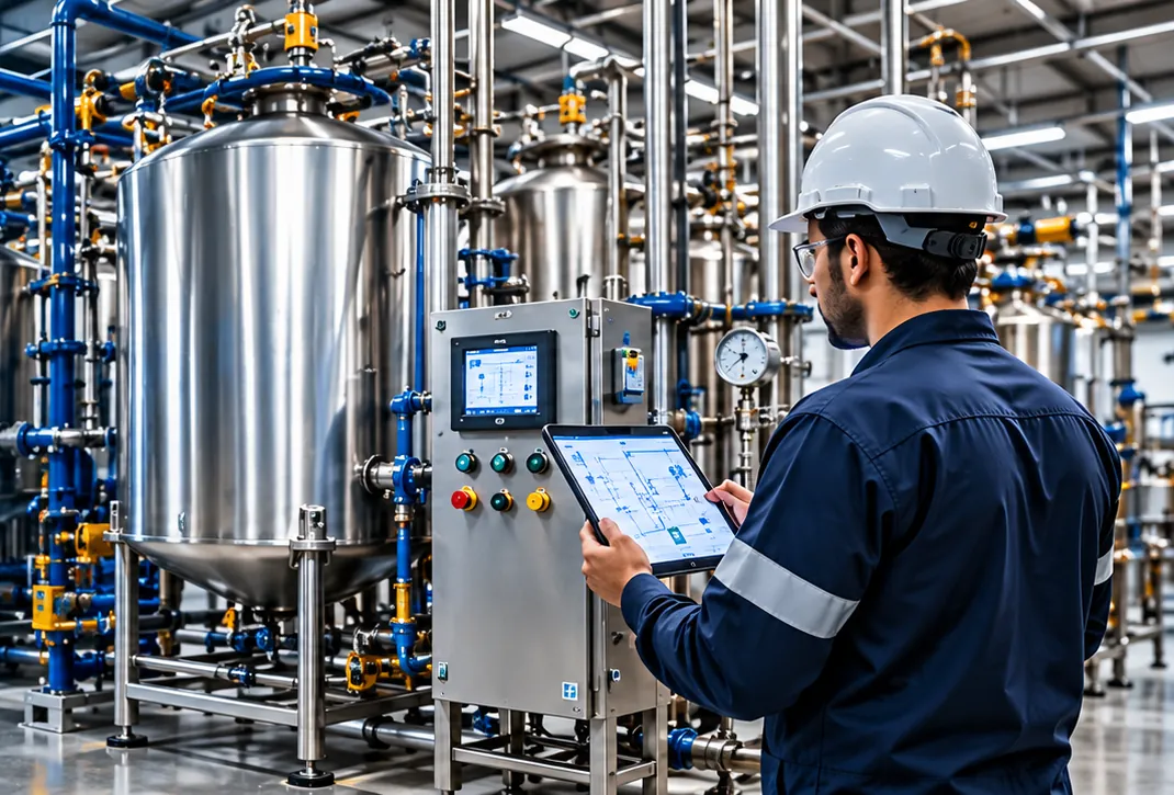 Dairon engineer reviewing plant data